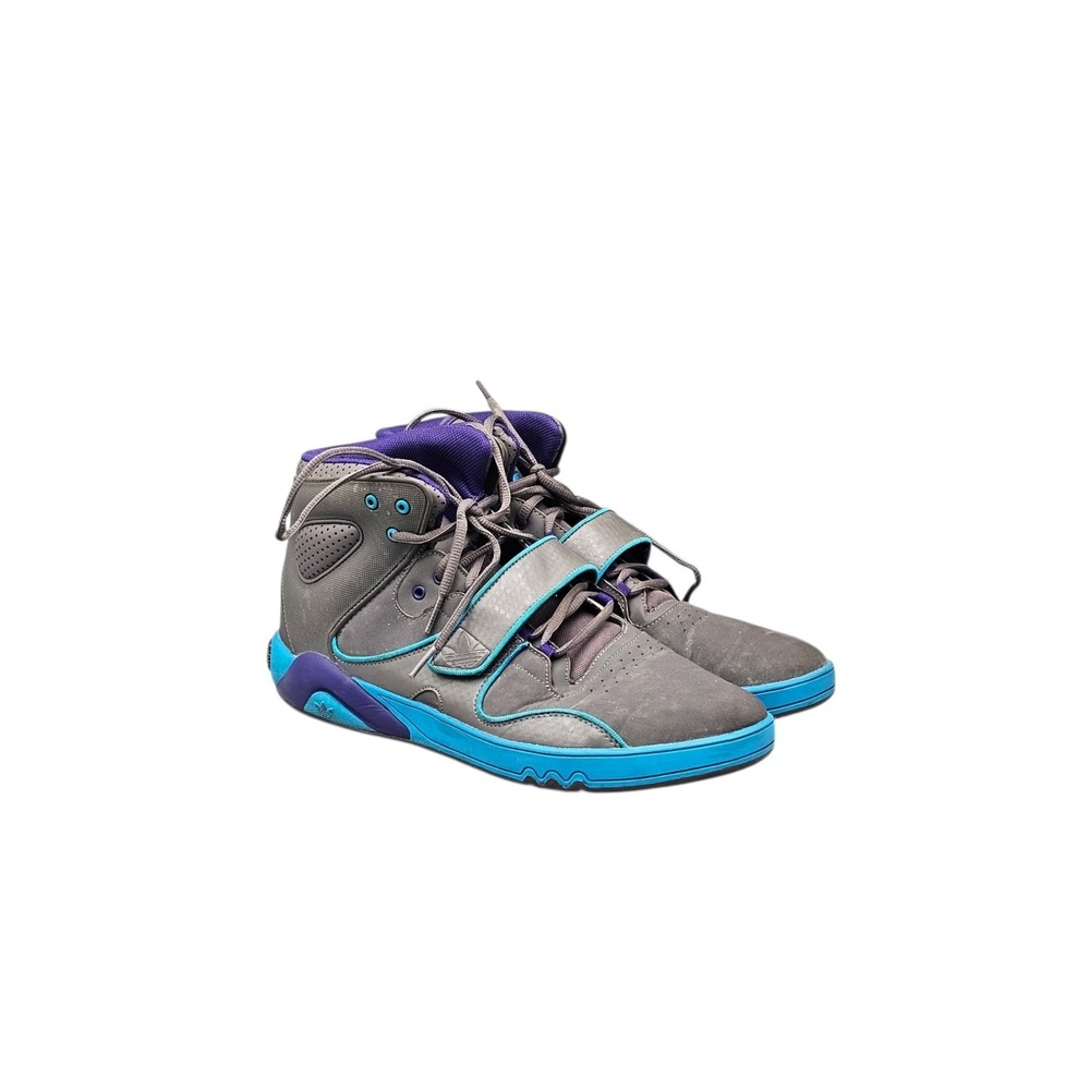 Adidas Mens Size 12 US Roundhouse '12 Grey Hook & Loop Strap Basketball Sneakers
